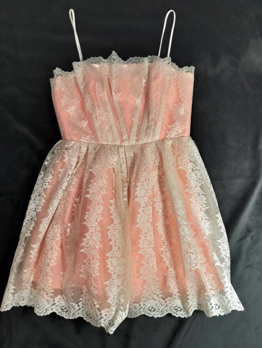 NEW Topshop Blush Pink Lace Spaghetti Strap Dress Coquette Petticoat Small/XS/8